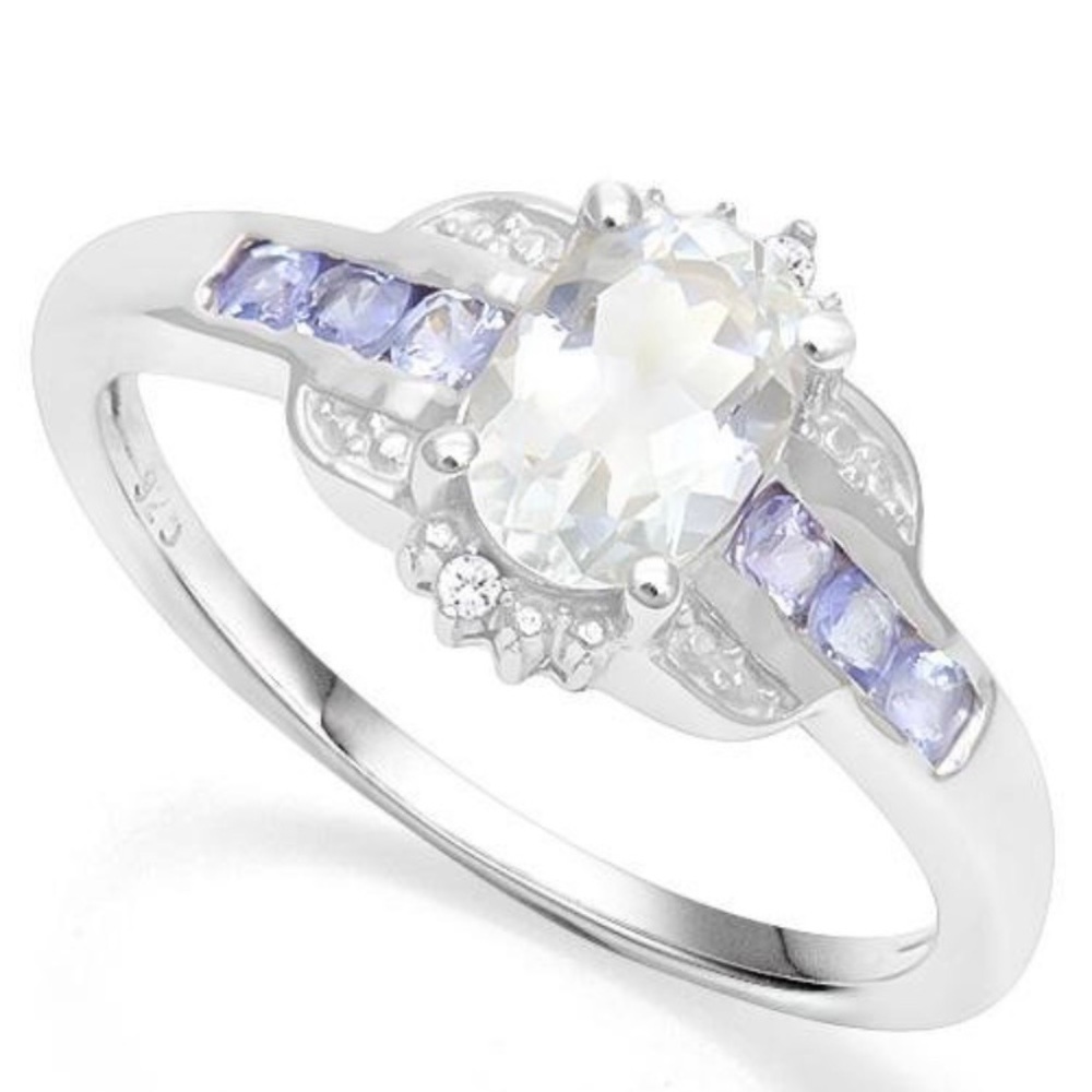 Aquamarine and Tanzanite Ring‎ in Sterling Silver Size 7